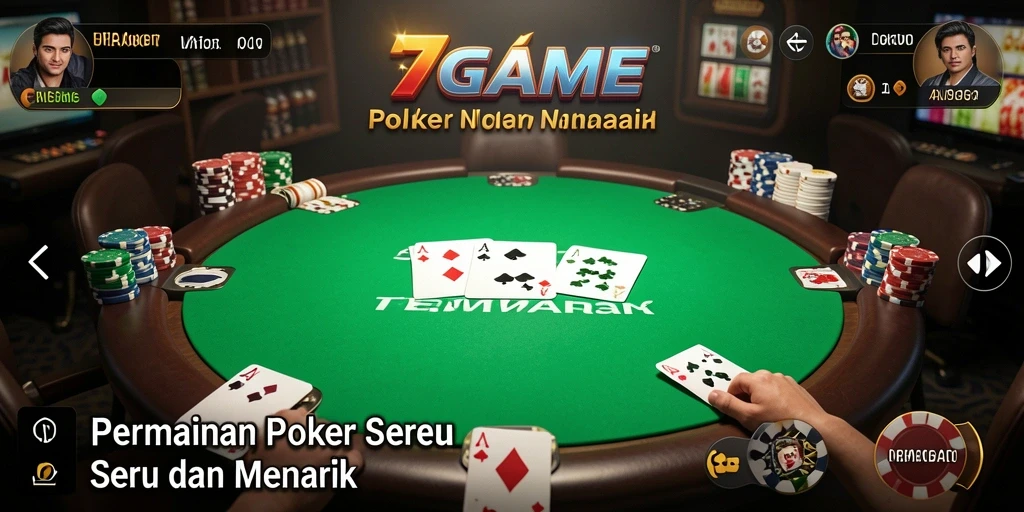 Tampilan seru dari gameplay Poker di 7GAME.