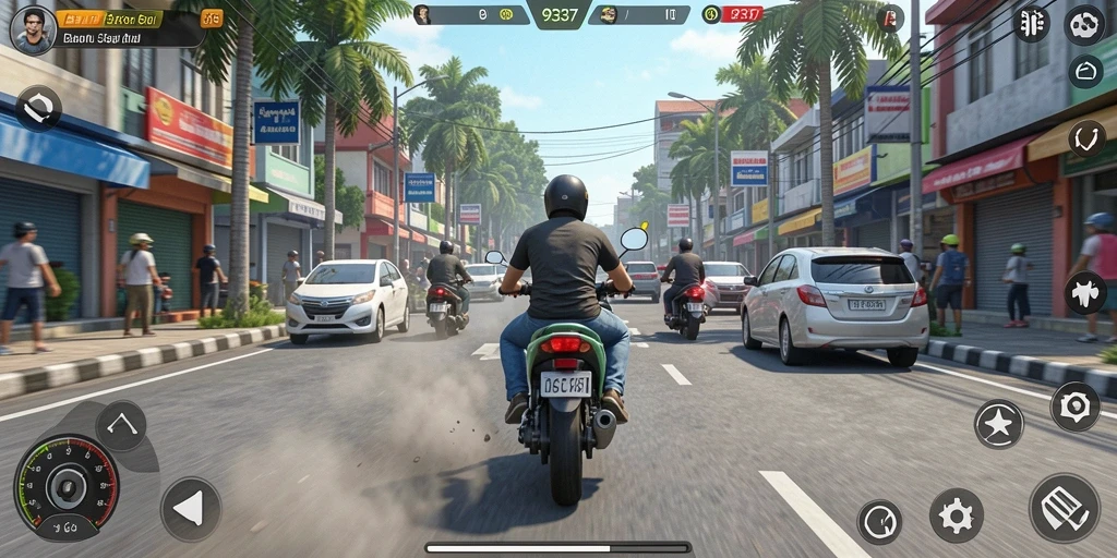 Gameplay seru balapan motor di 93337 yang menegangkan.
