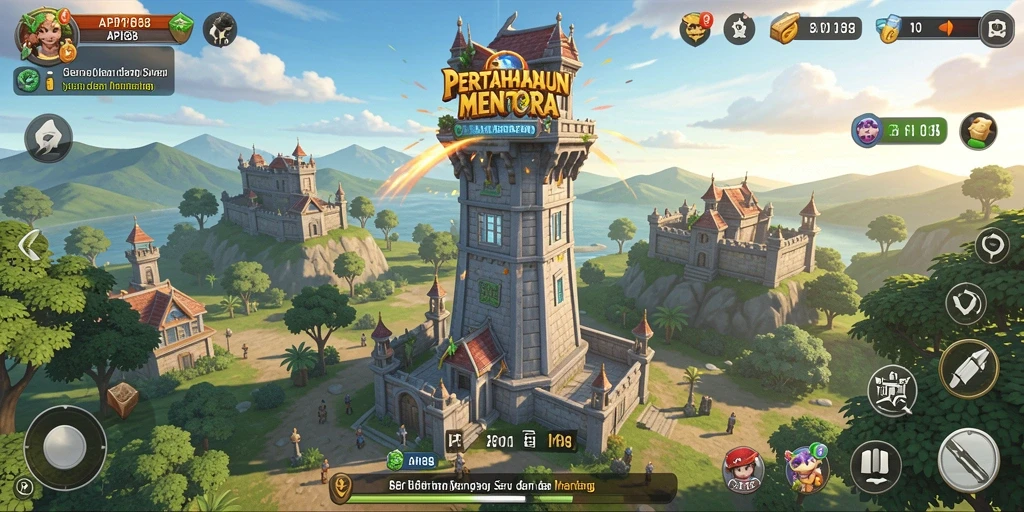 Tampilan gameplay seru dalam pertempuran Tower Defense.