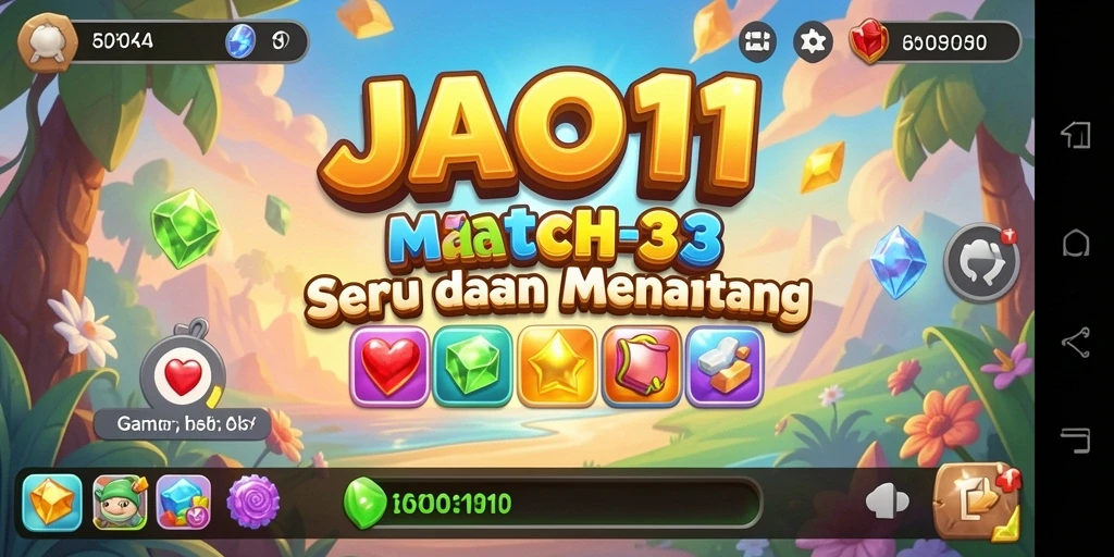 Screenshot utama JAGO11 menampilkan permainan Match-3 yang seru dan memikat.