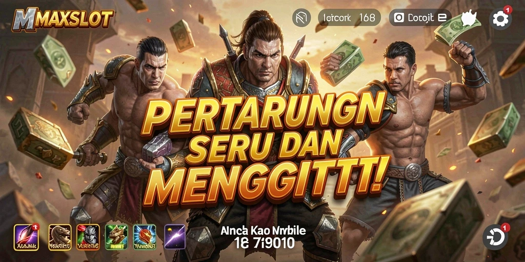 Screenshot gameplay MAXSLOT menunjukkan aksi pertarungan yang intens.