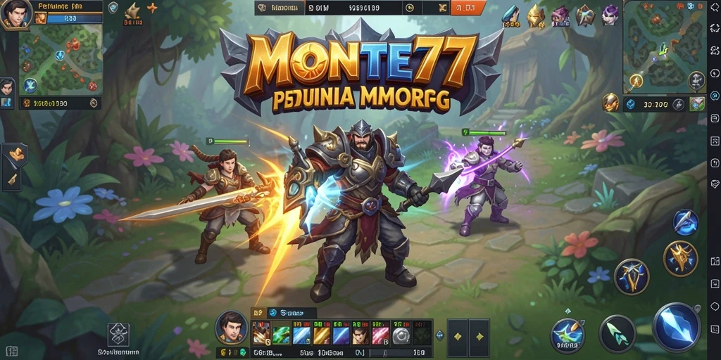 Screenshot gameplay <strong>MONTE77</strong> yang menunjukkan pertarungan epik antar karakter.