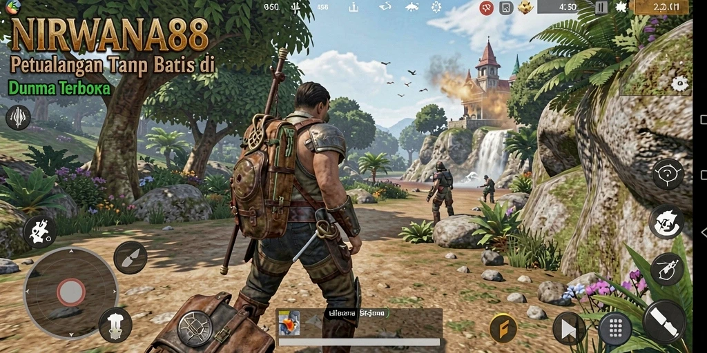 Tampilan gameplay NIRWANA88 menampilkan eksplorasi dunia terbuka yang menakjubkan.