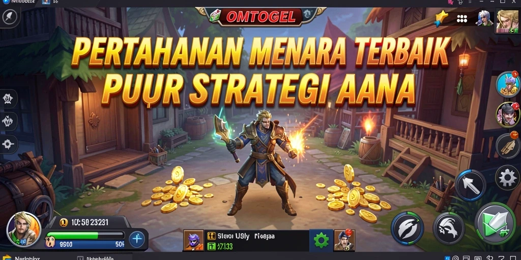 Tangkapan layar gameplay OMTOGEL dengan aksi pertahanan menara yang menegangkan.