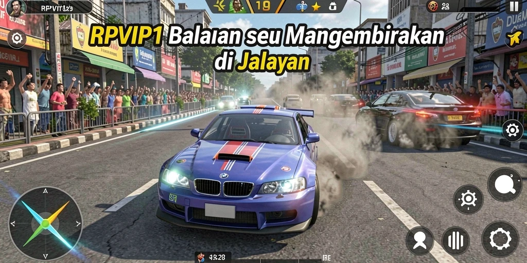Tangkapan layar gameplay RPVIP1 menampilkan aksi balapan yang mendebarkan.