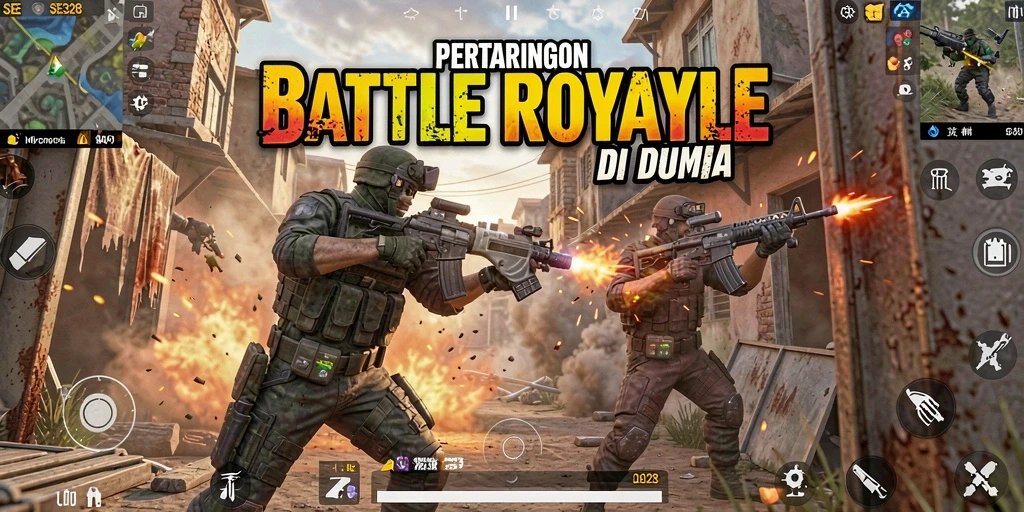 Screenshot utama SE328 menampilkan aksi permainan Battle Royale yang seru.
