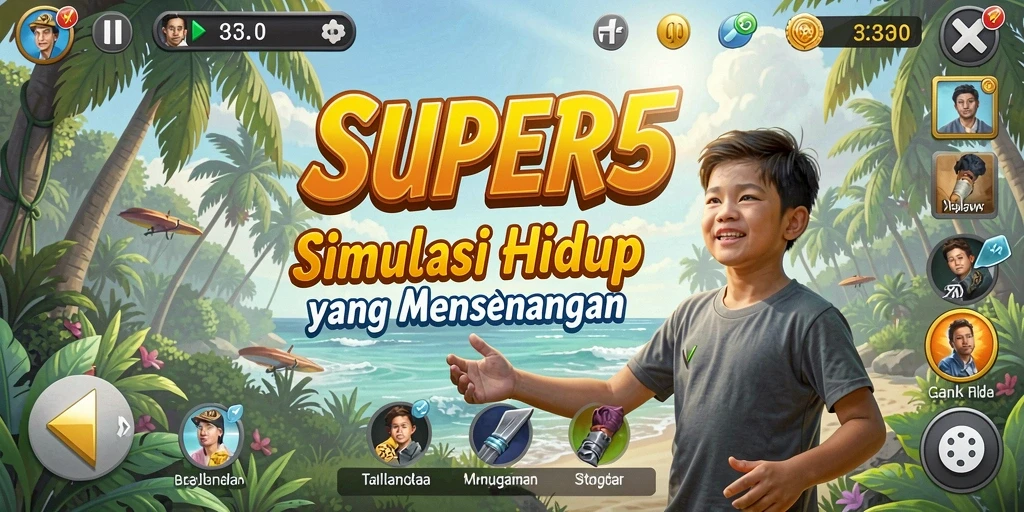 Tampilan grafis menakjubkan dari permainan SUPER5 yang menarik.